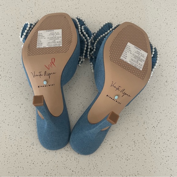 Venita Aspen x Gianni Bini Harlow Blue Ruffle Bow Mule Heels Size 7 New - Picture 9 of 9